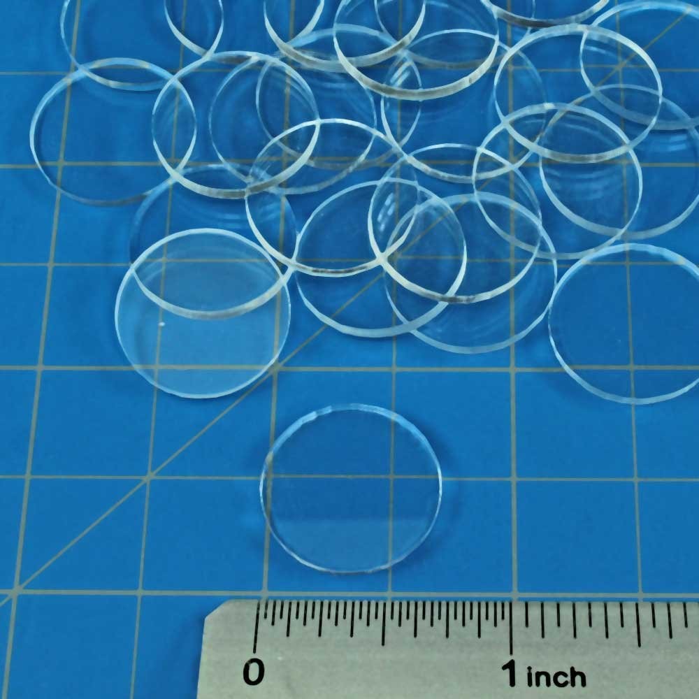 LITKO 3/4-Inch (19mm) Round Clear Acrylic Miniature Bases | 1.5mm Thin | Set of