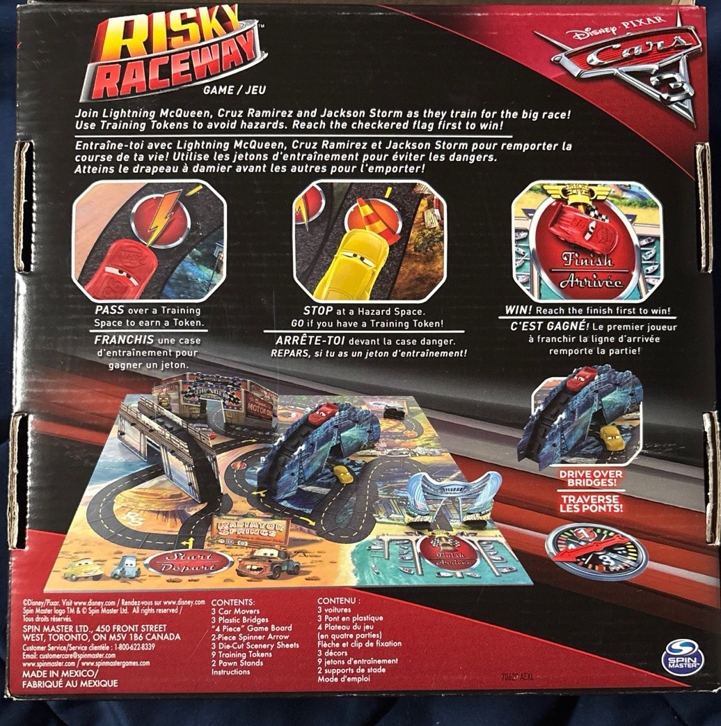 Disney Pixar Cars 3 Risky Raceway Board Game Spin Master Complete Kids Fun