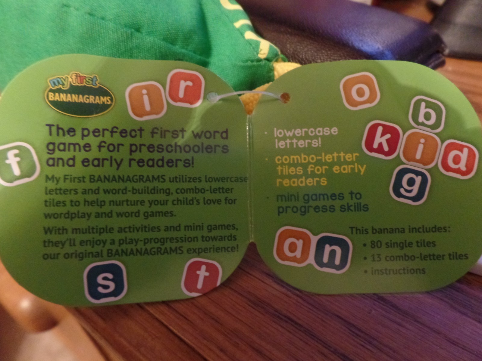 My First BANANAGRAMS Game, English, Preschool, Letters, 80 Tiles, New in Package