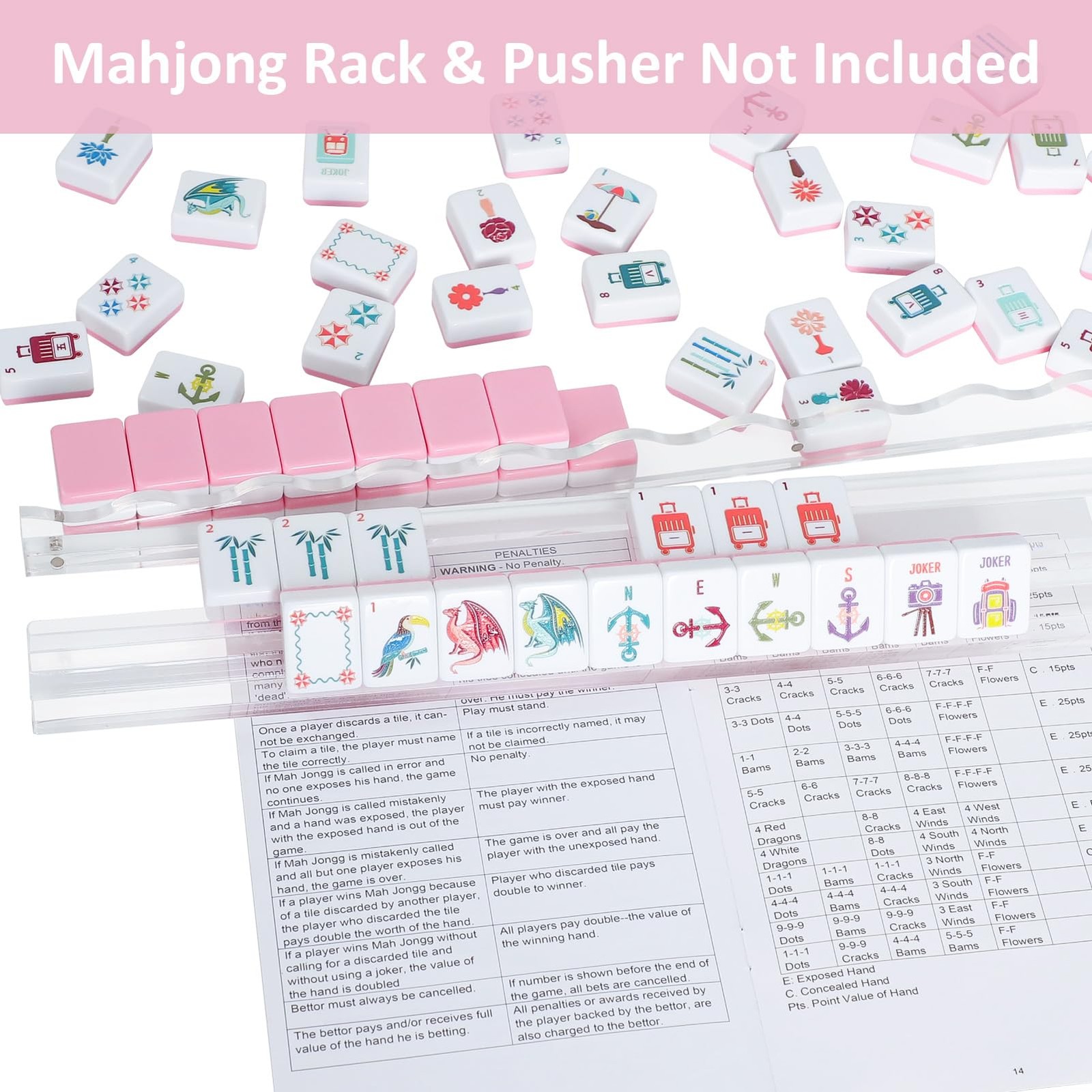 My Mahjong Trove 160 Pink Engraved 1 inches x 1 x 1 inches, 2-pink