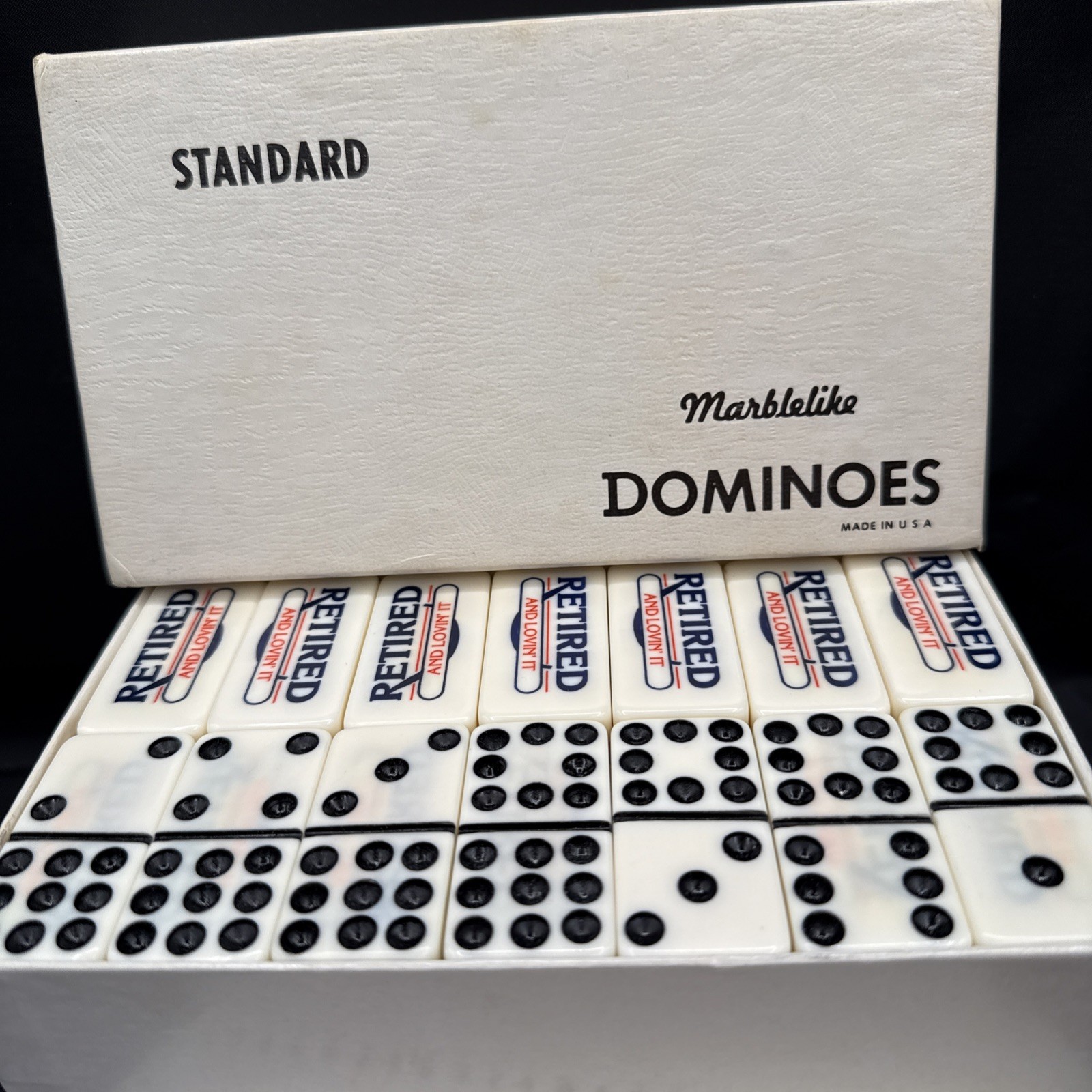 Vintage Puremco Double Six Domino Set- Retired And Lovin’ It- Waco Texas USA