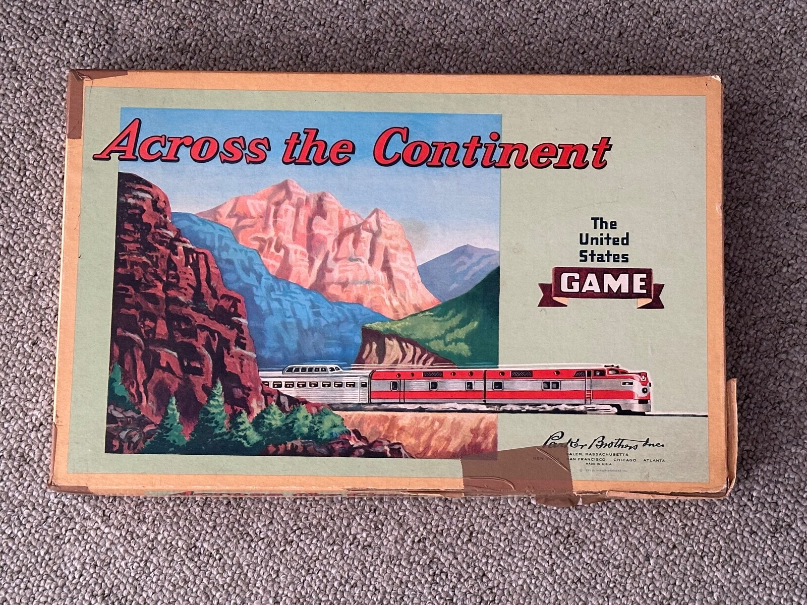 VINTAGE 1952 PARKER BROS ACROSS THE CONTINENT UNITED STATES BOARD GAME -COMPLETE