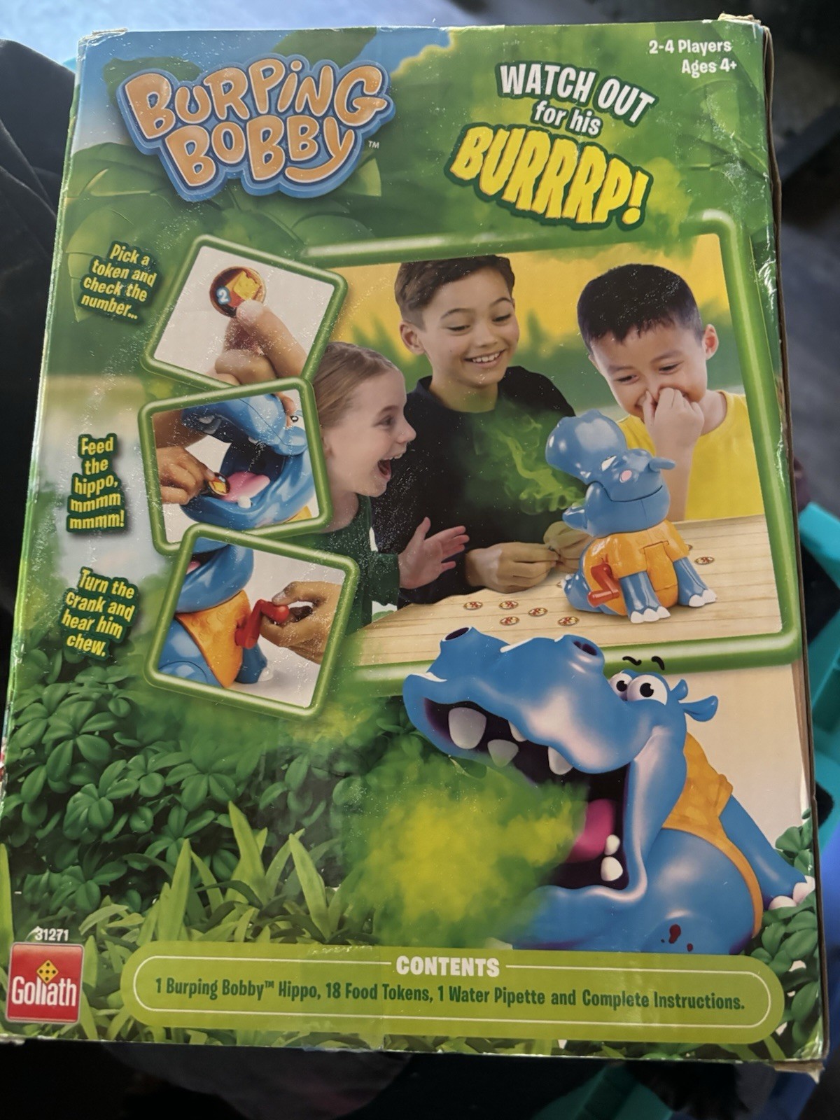 New BURPING BOBBY Hippo by Goliath 2-4 Players Fun Ages 4+ Watch Out For Burps!