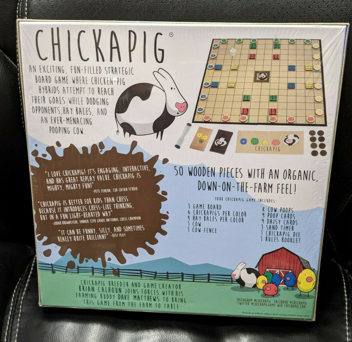 CHICKAPIG Farm to Table Family Board Game_Organic Feel_Ages 8+_Pooping Cow_