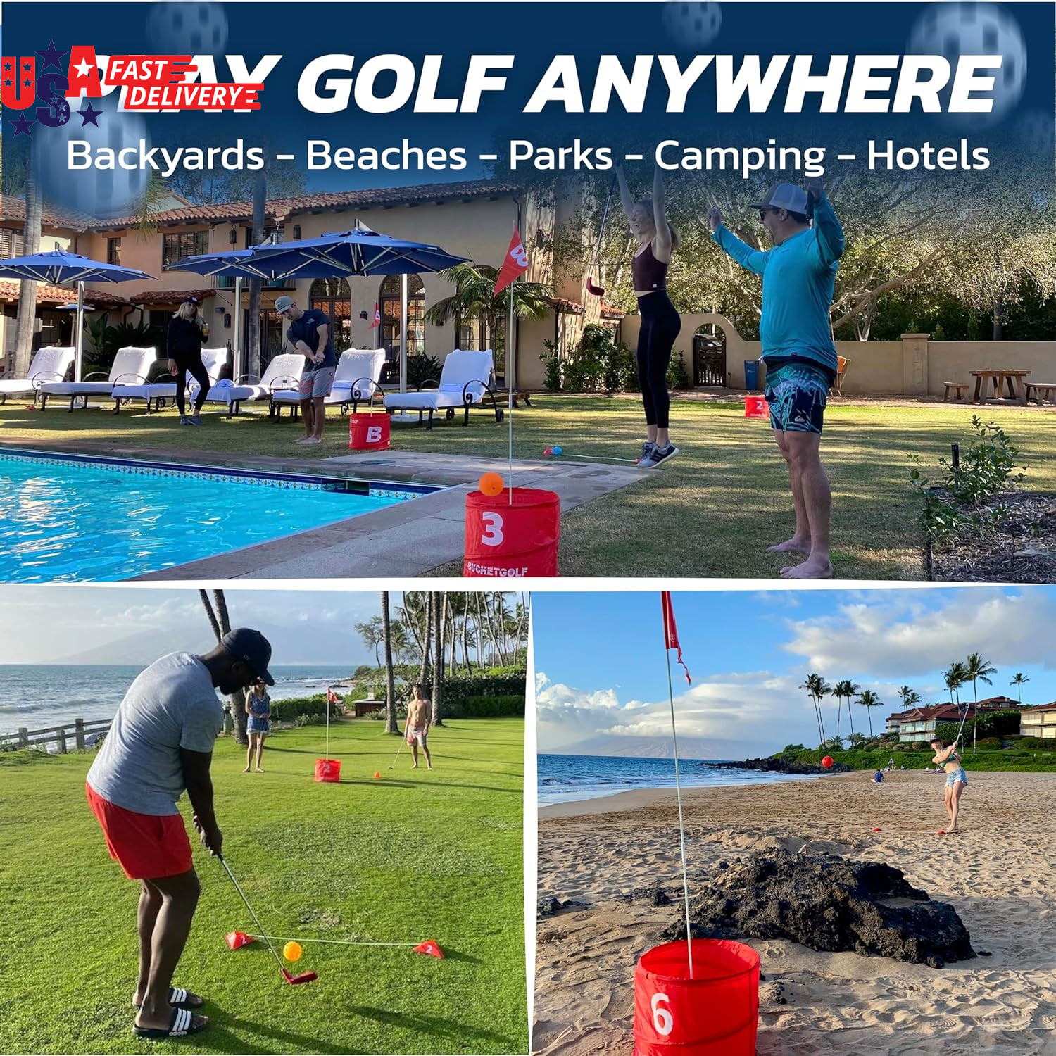 Game 9 Hole Bundle with Clubs – Outdoor Golf Game for All Ages Adults, Kids, Fam