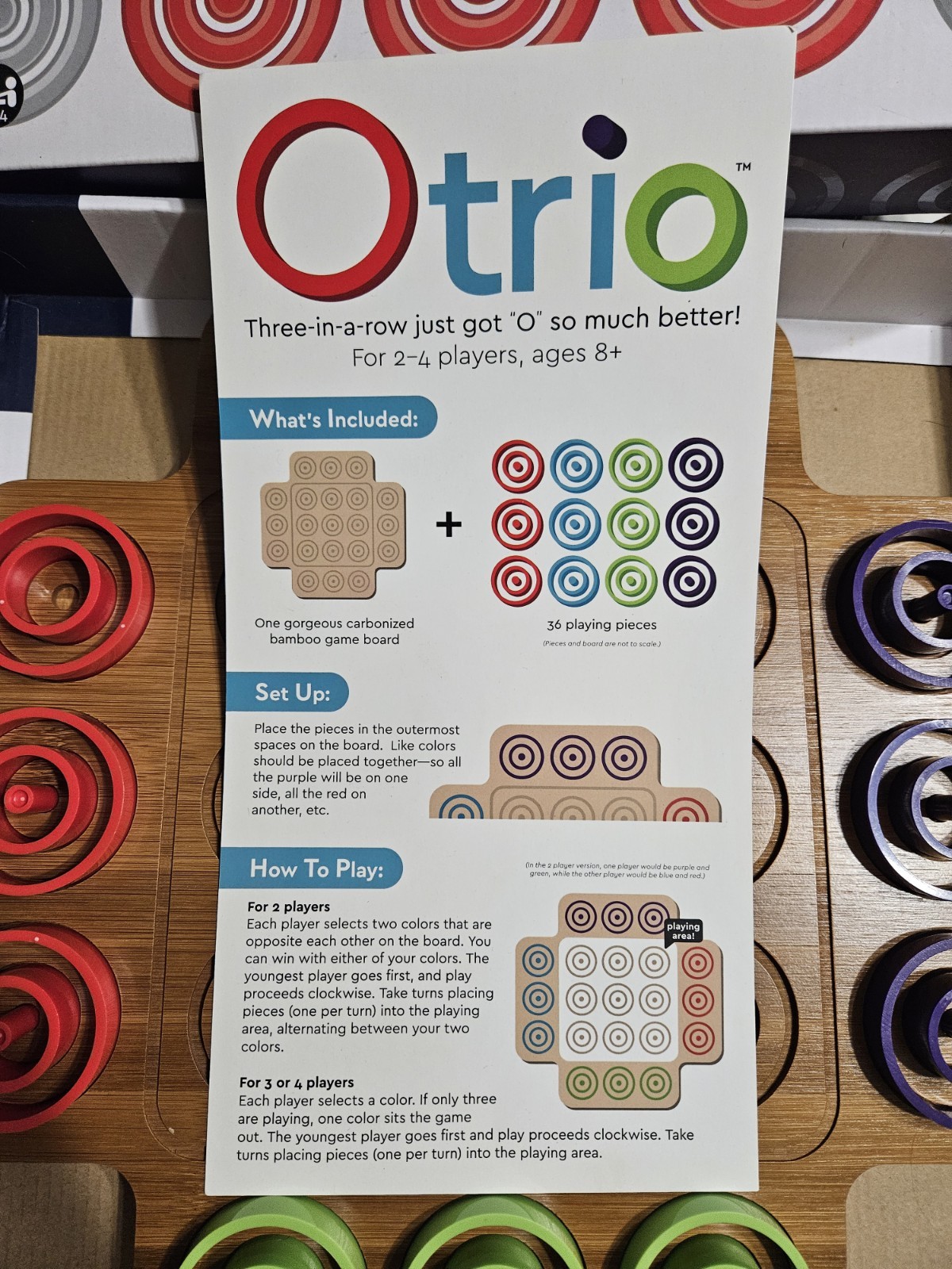 Otrio Deluxe Strategy Game By Marbles Brain Workshop Bamboo – *Missing 1 Piece*
