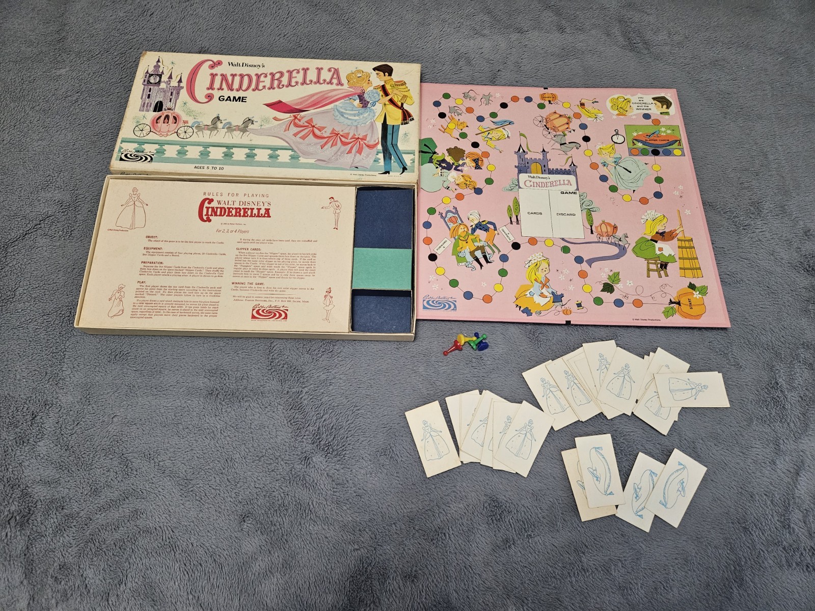 ~ Vintage Parker Bros Board Game Walt Disney’s Cinderella Game 1965 Complete ~