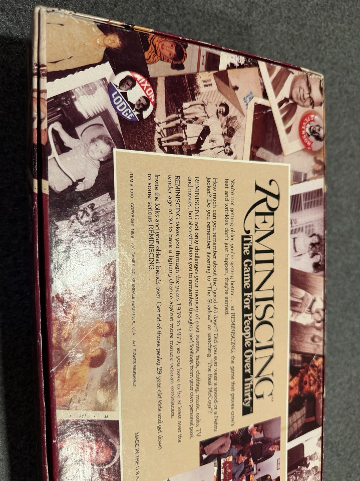 Reminiscing The Game For People Over Thirty 1989 Complete Vintage Board Game