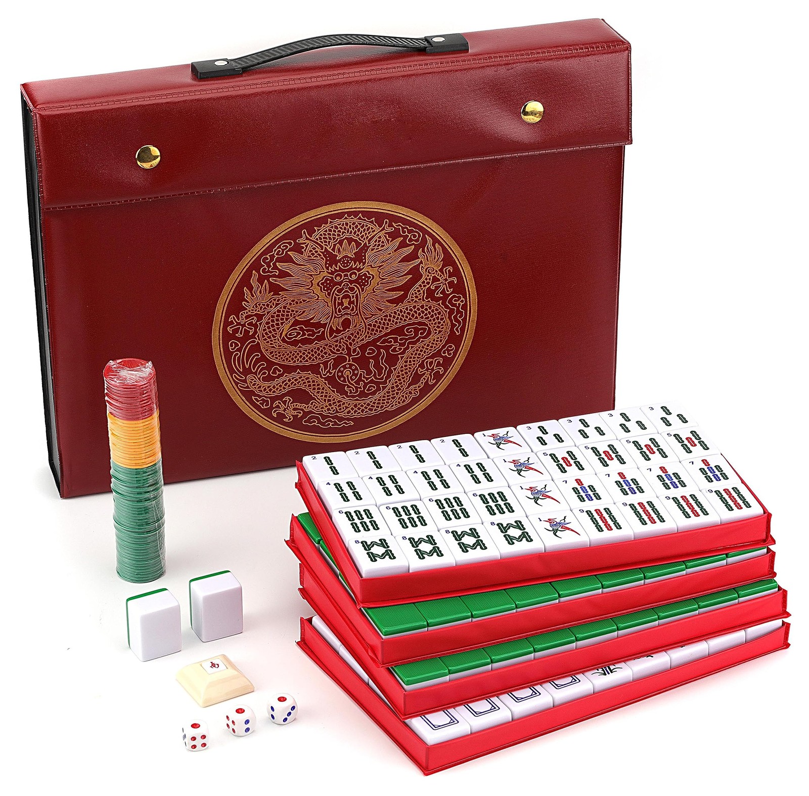 Chinese Mahjong Set X-Large 146 Numbered Melamine 1.5″ Large Size Tile with C…