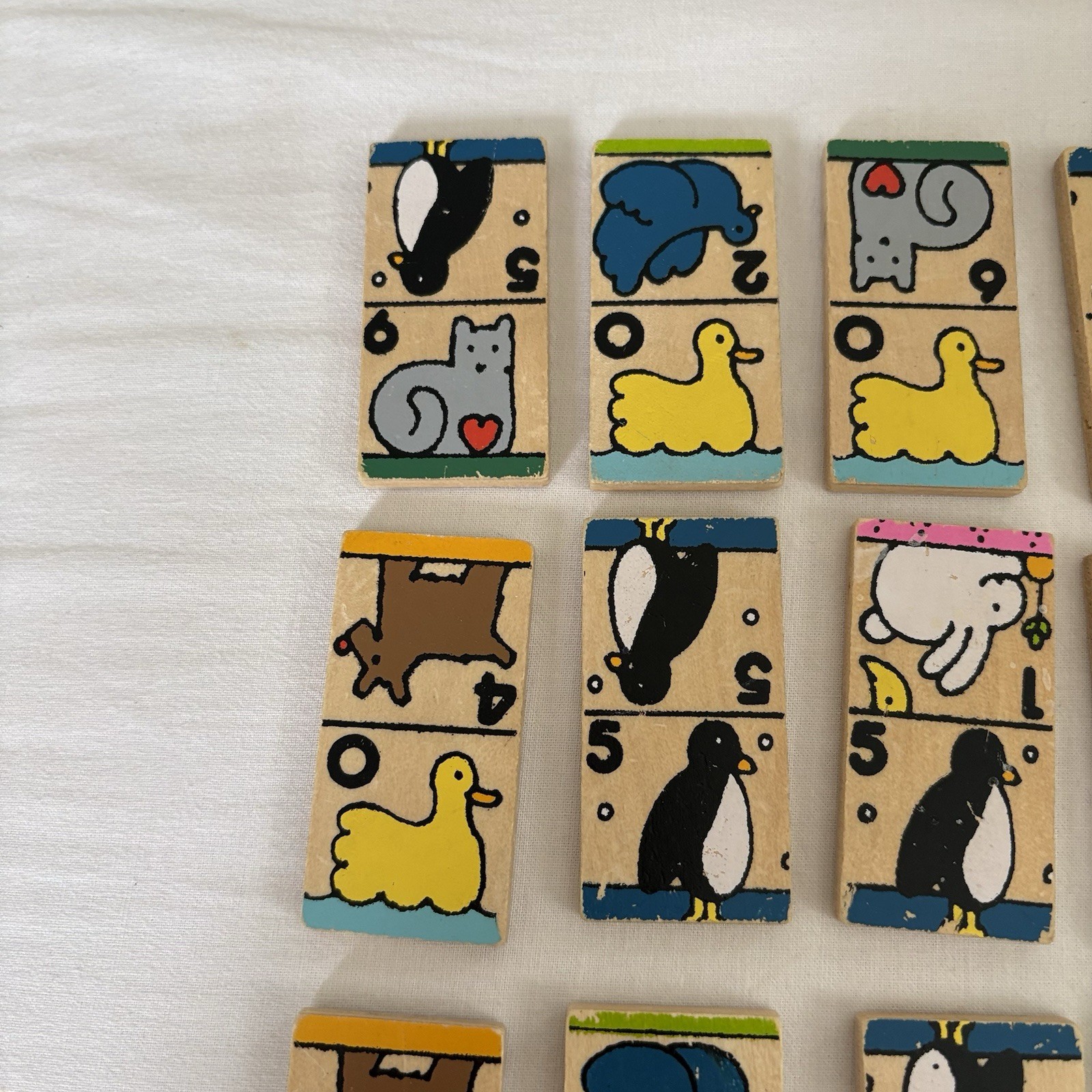 80s Wooden Animal Dominoes 21 Replacement Pieces Play Crafts Miniature Display