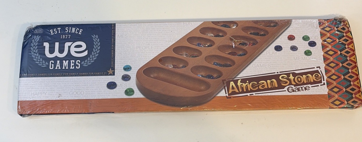 WE Games Solid Wood Mancala Board Game with Walnut Stain New Sealed