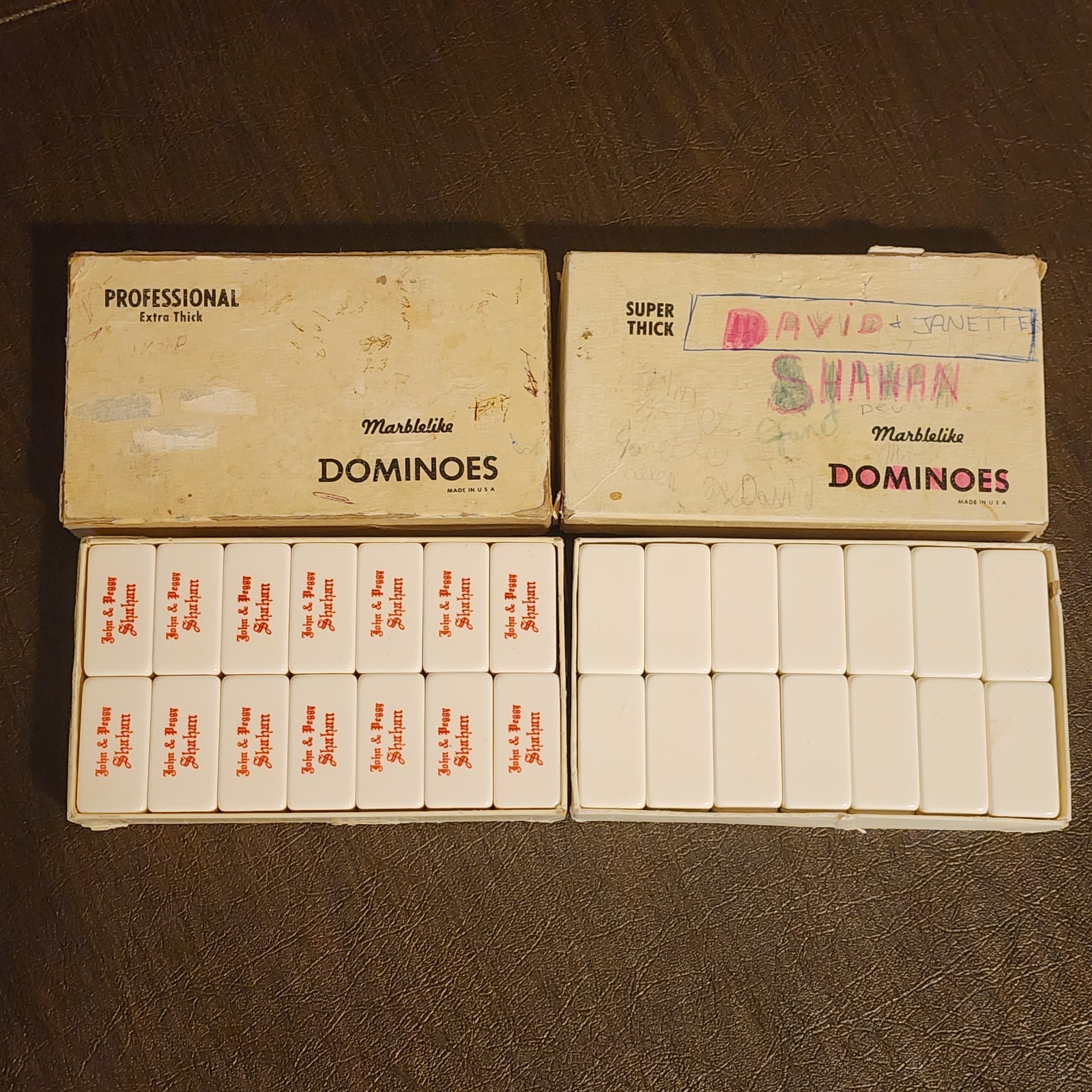 2 Vintage Puremco Marblelike Dominoes Professional Extra & Super Thick 816 Set *