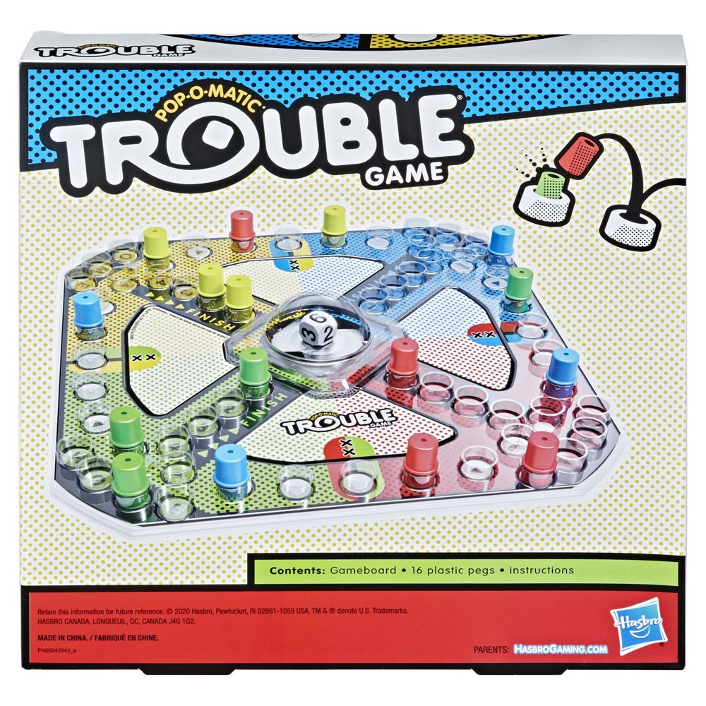 Pop-O-Matic Trouble Board Game for Kids and Family Ages 5 and Up, 2-4 Players
