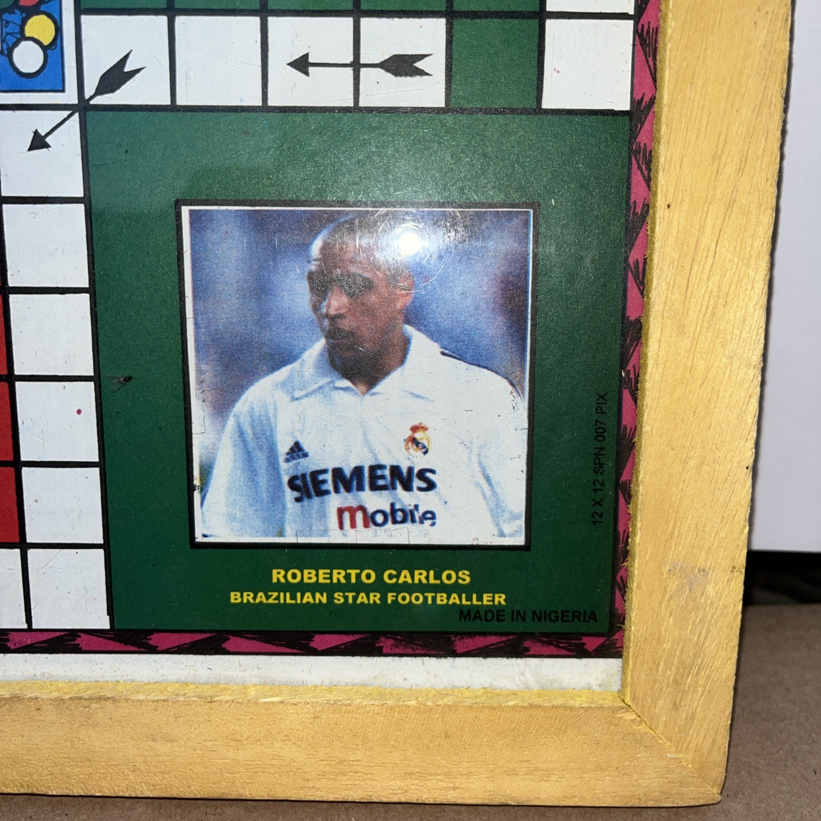 Framed Wooden Snakes Ladders Game Double Sided Soccer Stars BOARD Only 13 In Sq