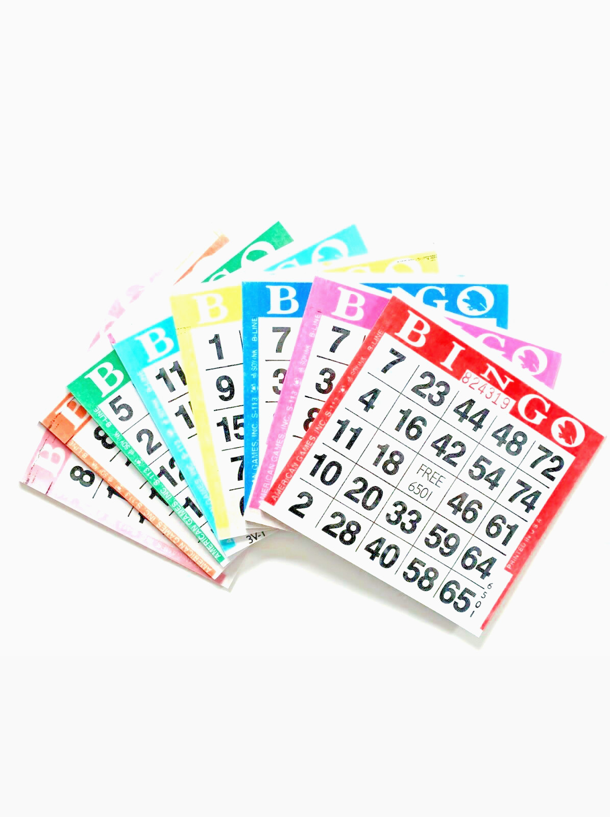1 on 10 up Color Collated Bingo Paper Game Cards- 100 Books Per Pack