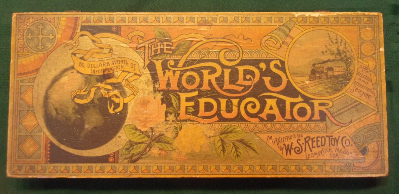 RARE 1887 Parlor Game: THE WORLD’S EDUCATOR, W.S. Reed Toy Co., Leominster, MA.