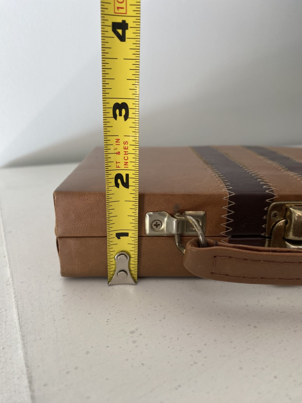 VTG Double-Six Domino Set with Metal Spinners in Brown Faux-Case