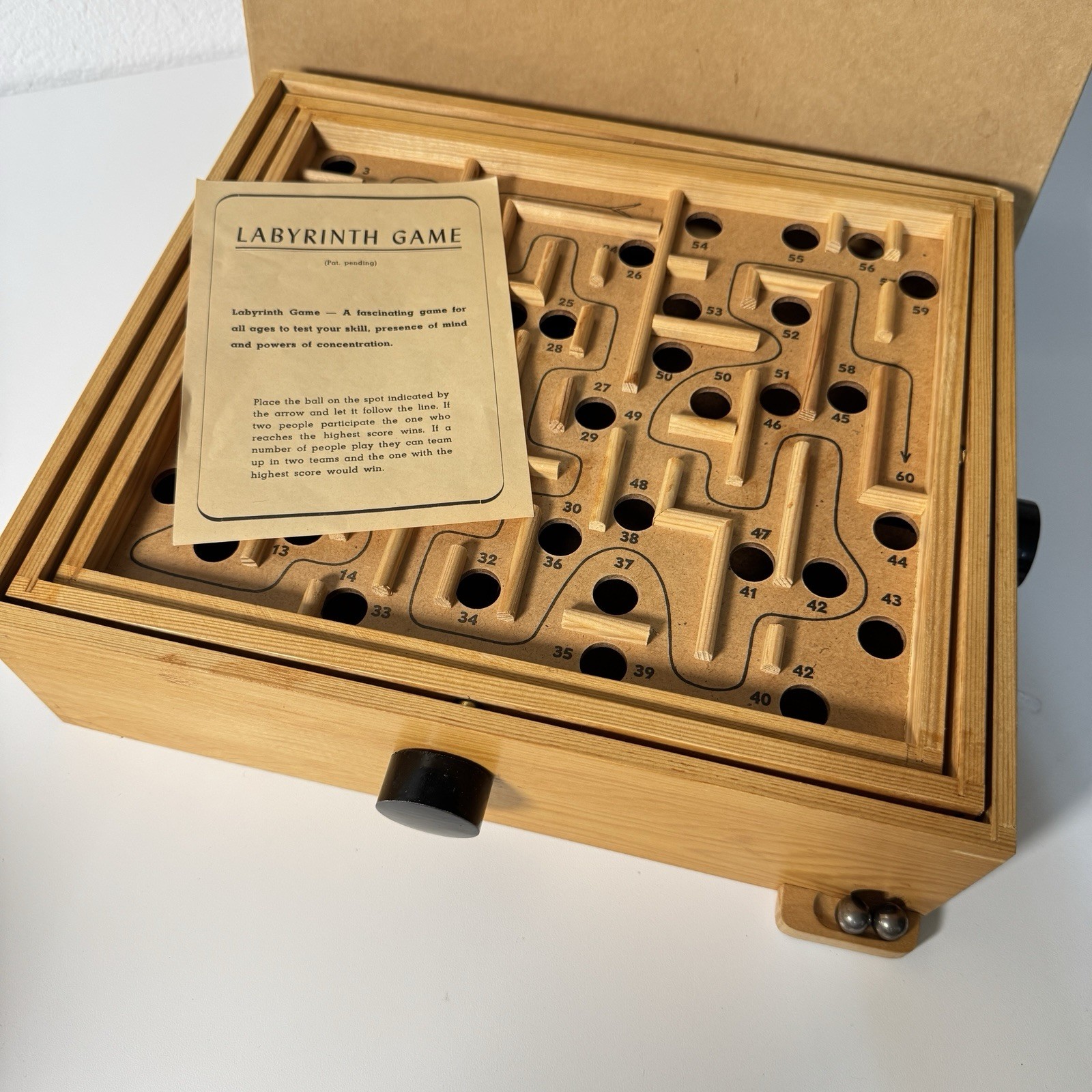 Vintage 1950 Brio Labyrinth Wooden Game with Original Box And Packaging!!