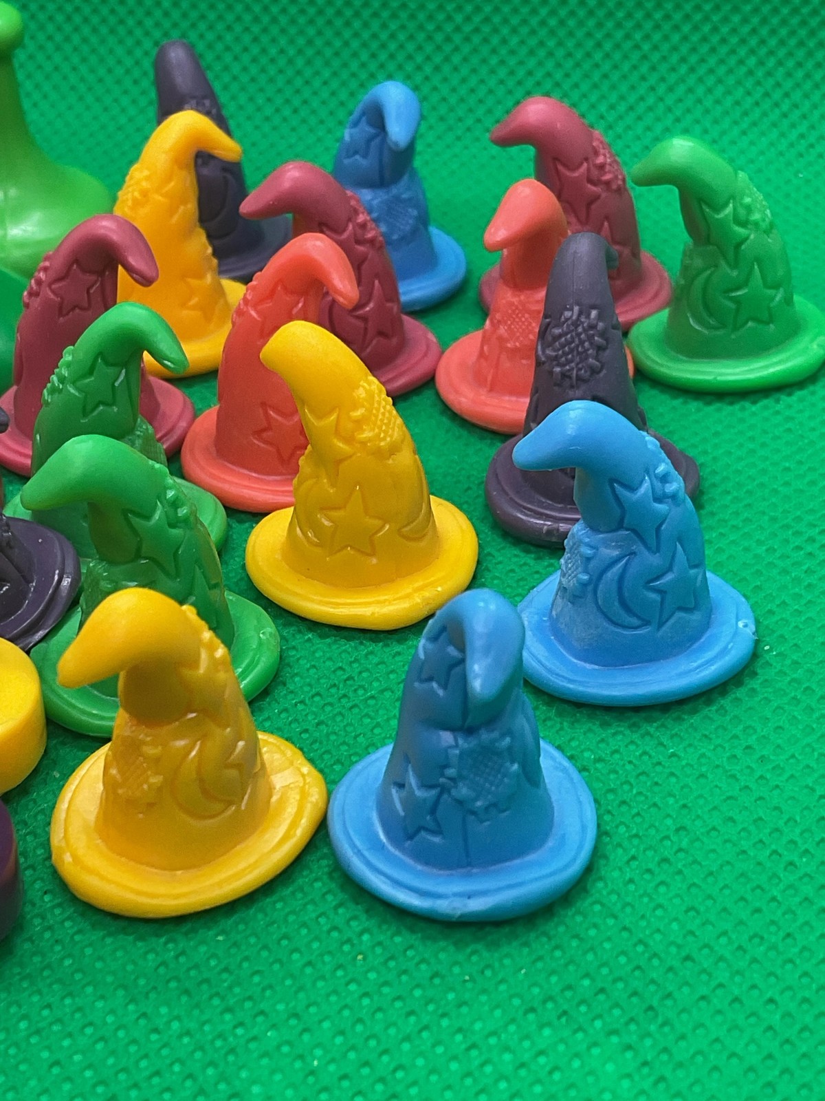 Board Game Pawns, Meeples & Wizard Hat Tokens Lot Assorted Multicolor 58 pieces