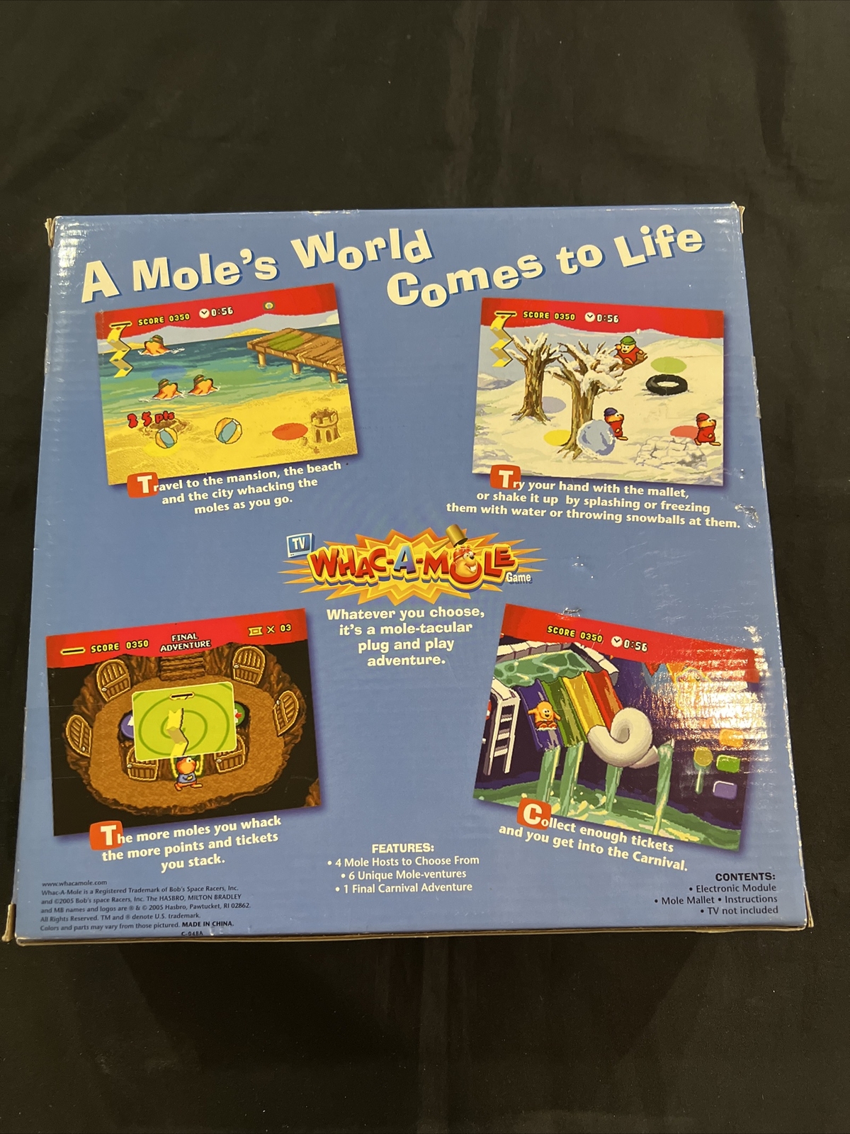 Whac A Mole 2005 Milton Bradley Hasbro Plug Into TV Game NEW Old Stock