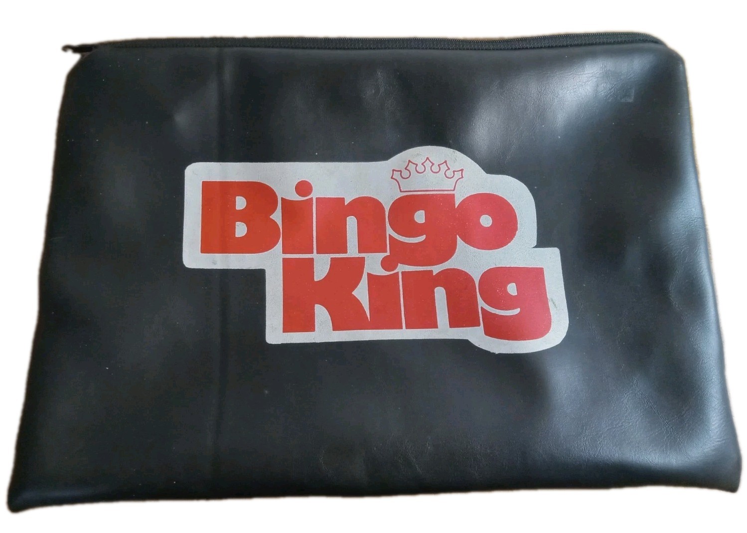 BINGO KING Black Vinyl Zipper Pouch Bag 16″ X 11″