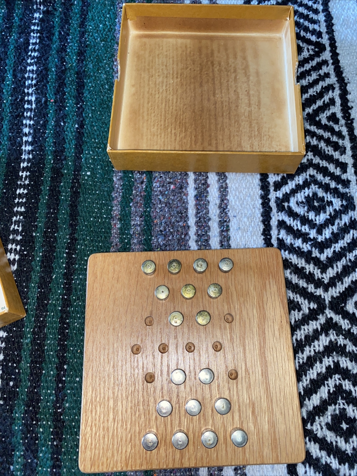 Setko Reversal Puzzler Wood Board Peg Game Puzzle Travel Bookshelf Vintage