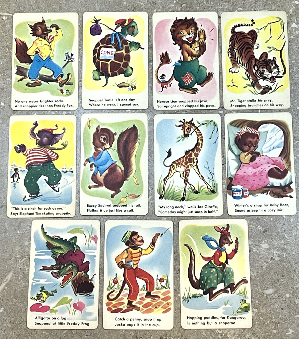 Vintage Whitman Snap Card Game 1950s Animals Complete