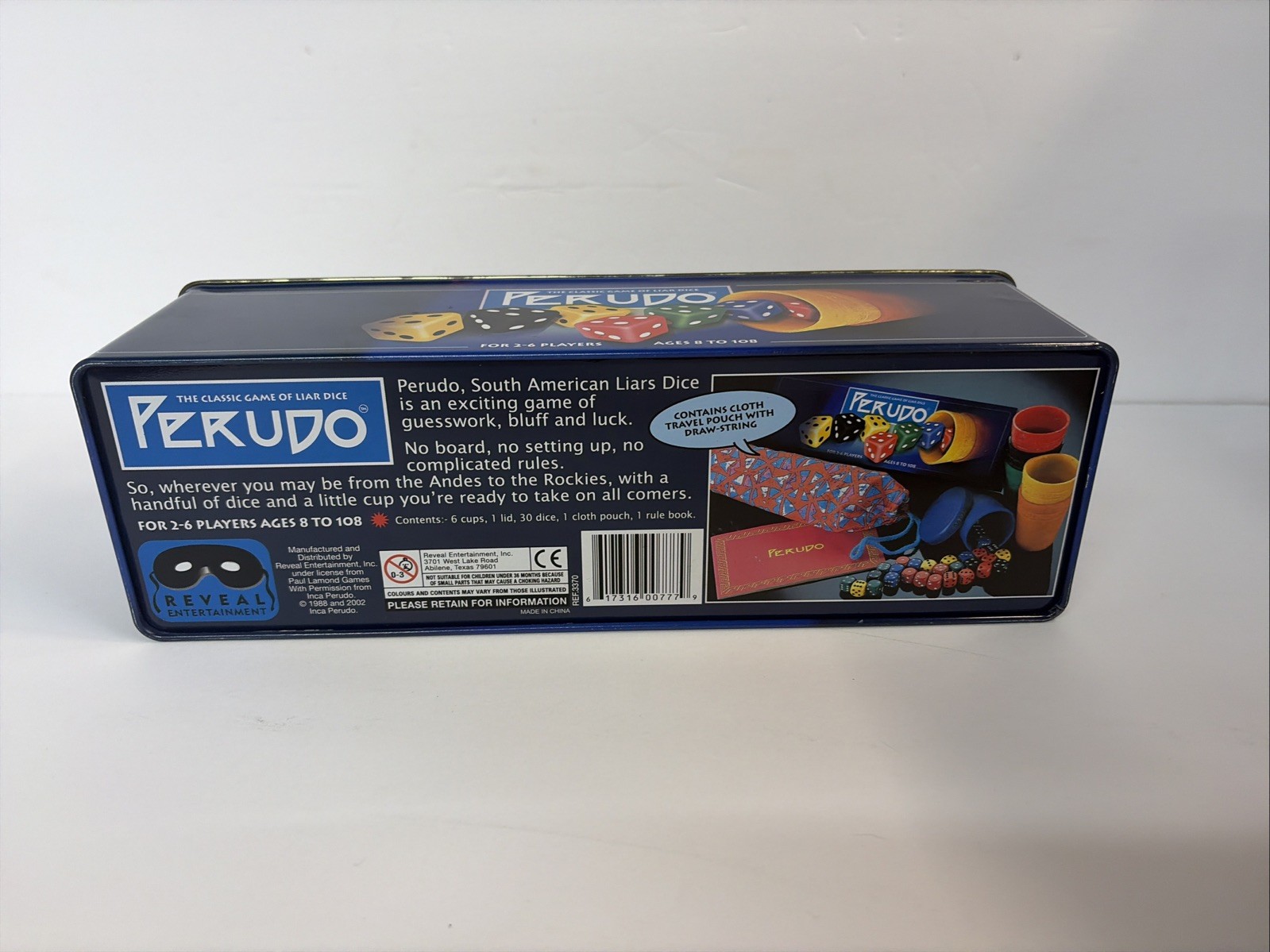 PERUDO Liar’s Dice Game 2002 Tin – South American Dice Game 100% Complete