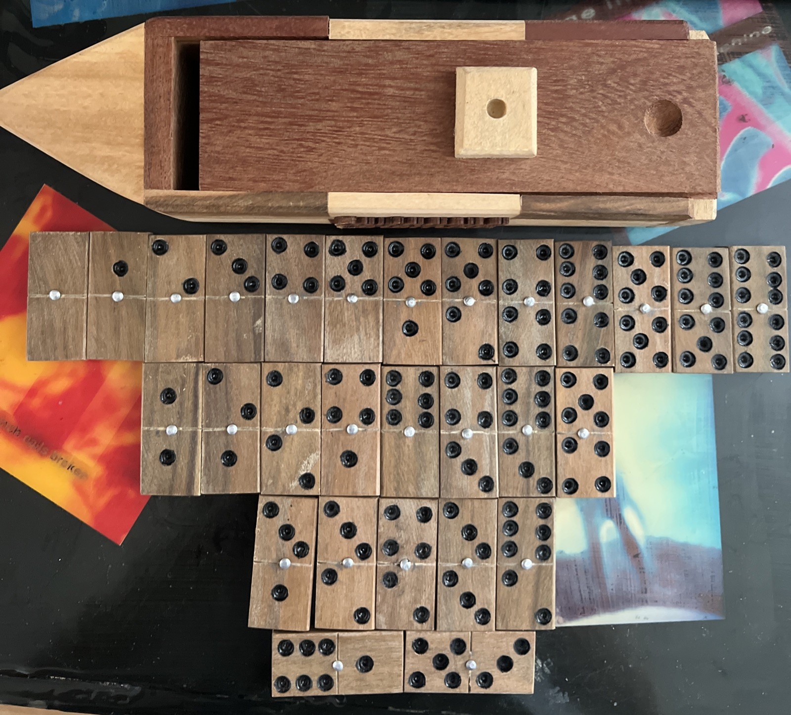 29 Piece Vintage Collectible Wooden Dominoes Set Cartagena Colombia Collection