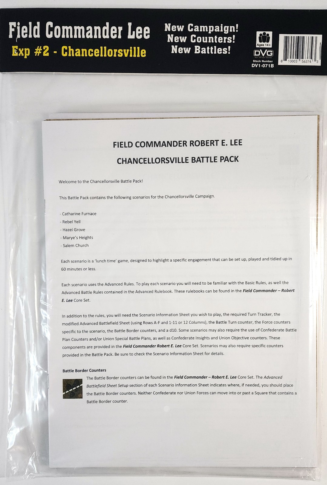 Field Commander Lee Expansion 2 Chancellorsville Battle Pack NEW DV1-071B