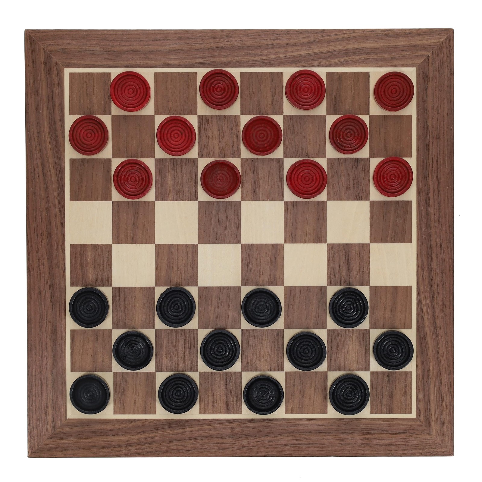 WE Games Old School Wooden Checkers Set Red and Black Pieces – 12 Inch Classic B