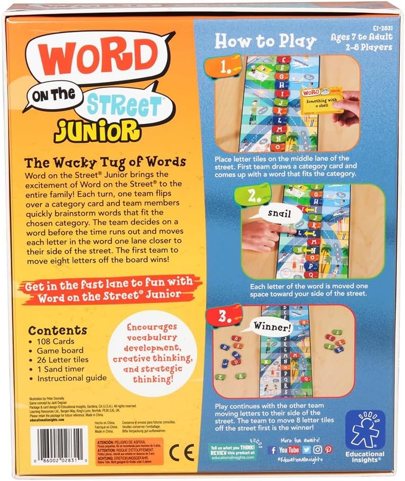 Educational Word on the Street Junior Board Family Game Night Age 7+