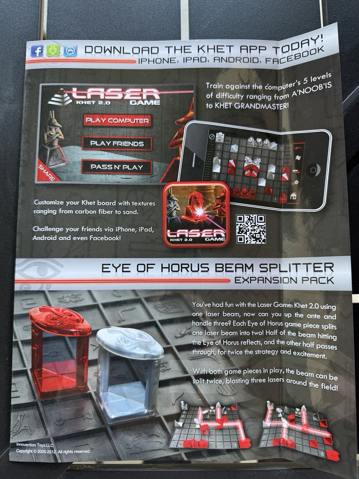 Laser Board Game Khet 2.0 Strategy Mensa Select Toy of the Year Complete READ