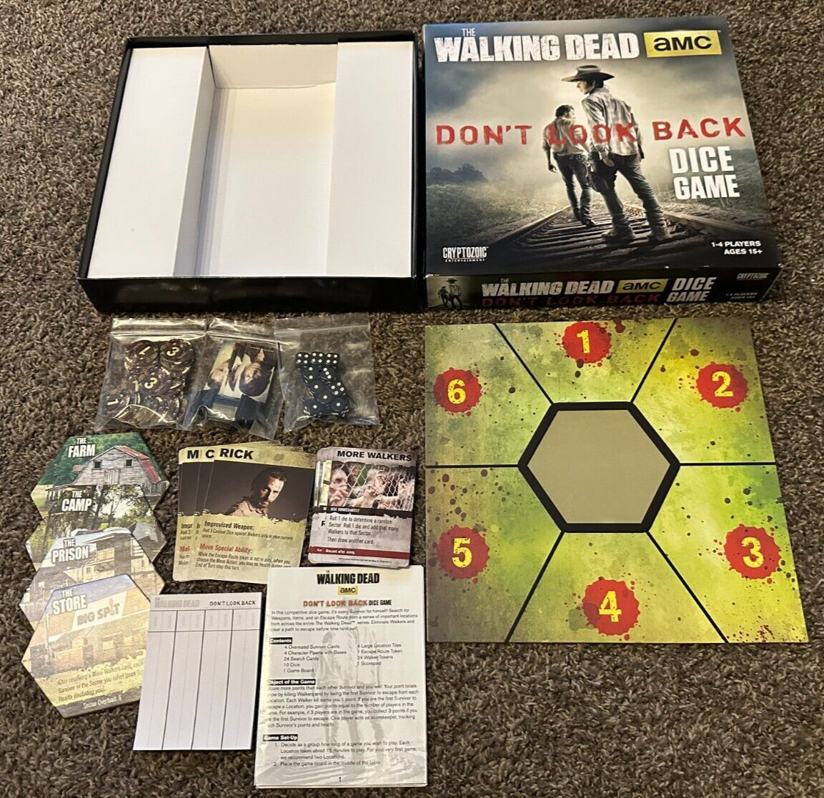 The Walking Dead: Don’t Look Back- Dice Game by Cryptozoic – Complete ALL PIECES
