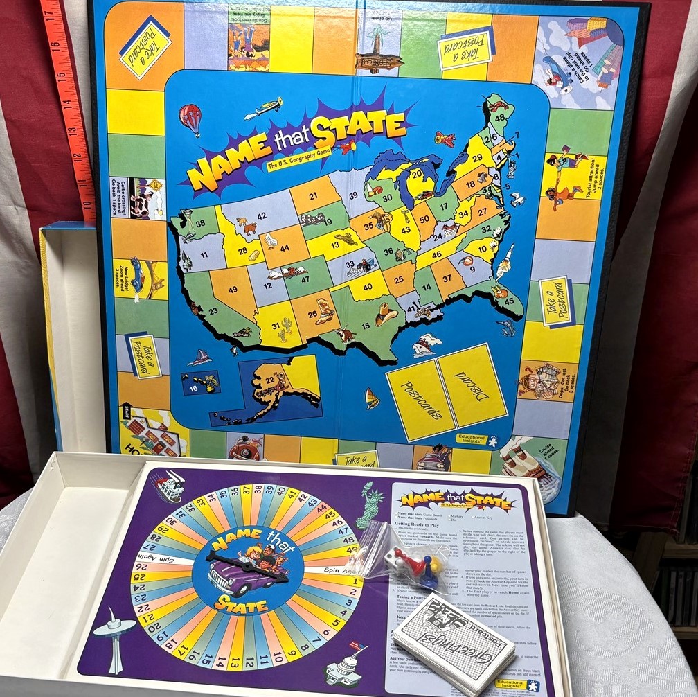 NAME THAT STATE educational board game US Geography complete 1992 vtg USA map