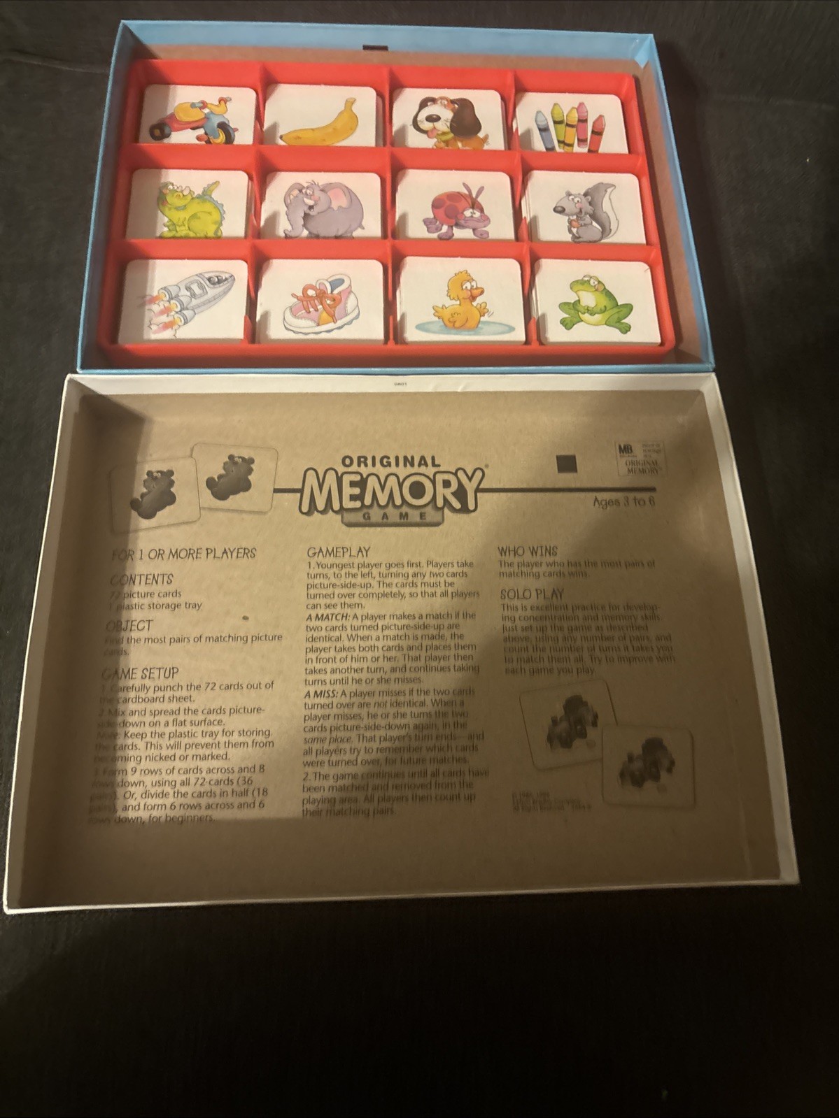 MILTON BRADLEY 2001 ORIGINAL MEMORY GAME CHILDRENS AGES 3-6 YEARS Complete EUC