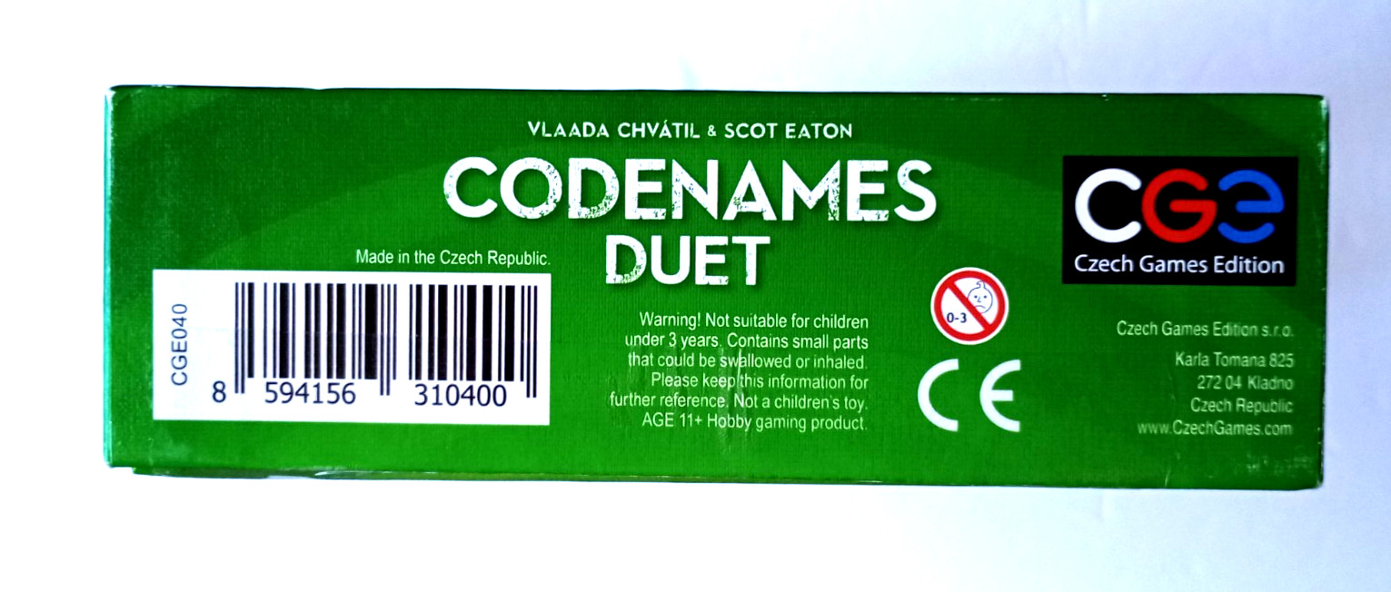 Codenames Duet Word Deduction Game for Two Players by Czech Games New Open Box