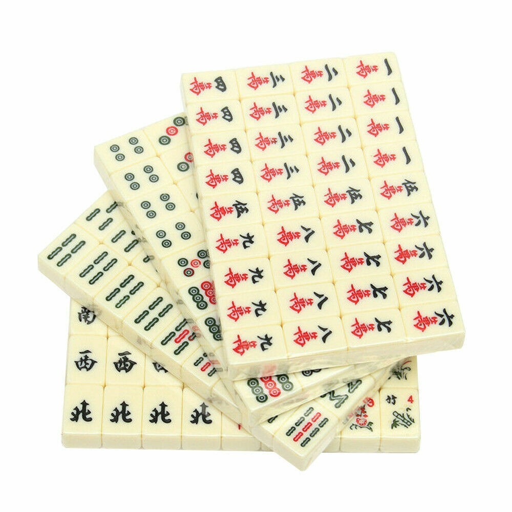 Vintage Chinese Mahjong Set Traditional 144 Tiles Mah-Jong Game Set Case Box USA