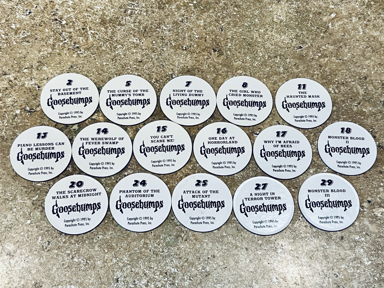 Assorted Goosebumps Vintage Pogs Lot Of 16,