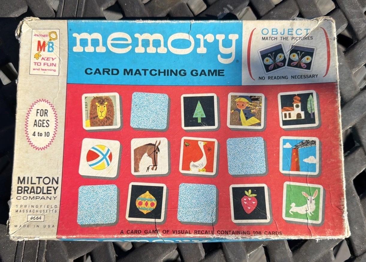 1968 Original Memory Card Matching Game 105 Pieces. 3 Missing
