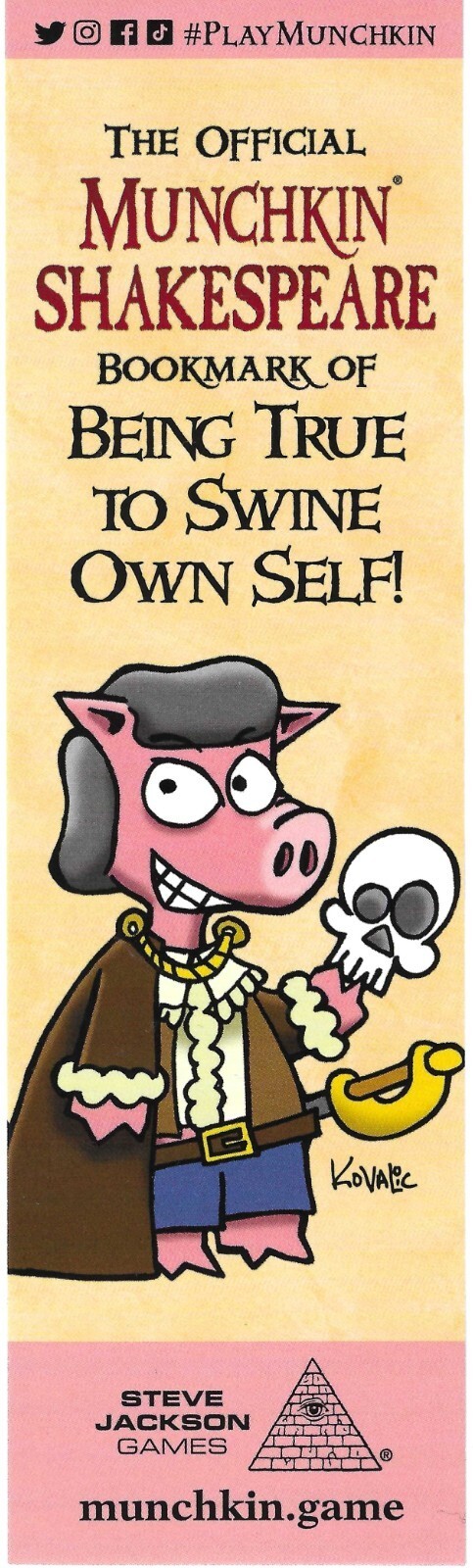 Munchkin Shakespeare Deluxe Board Card Game Swine Own Self Bookmark SJG-1564