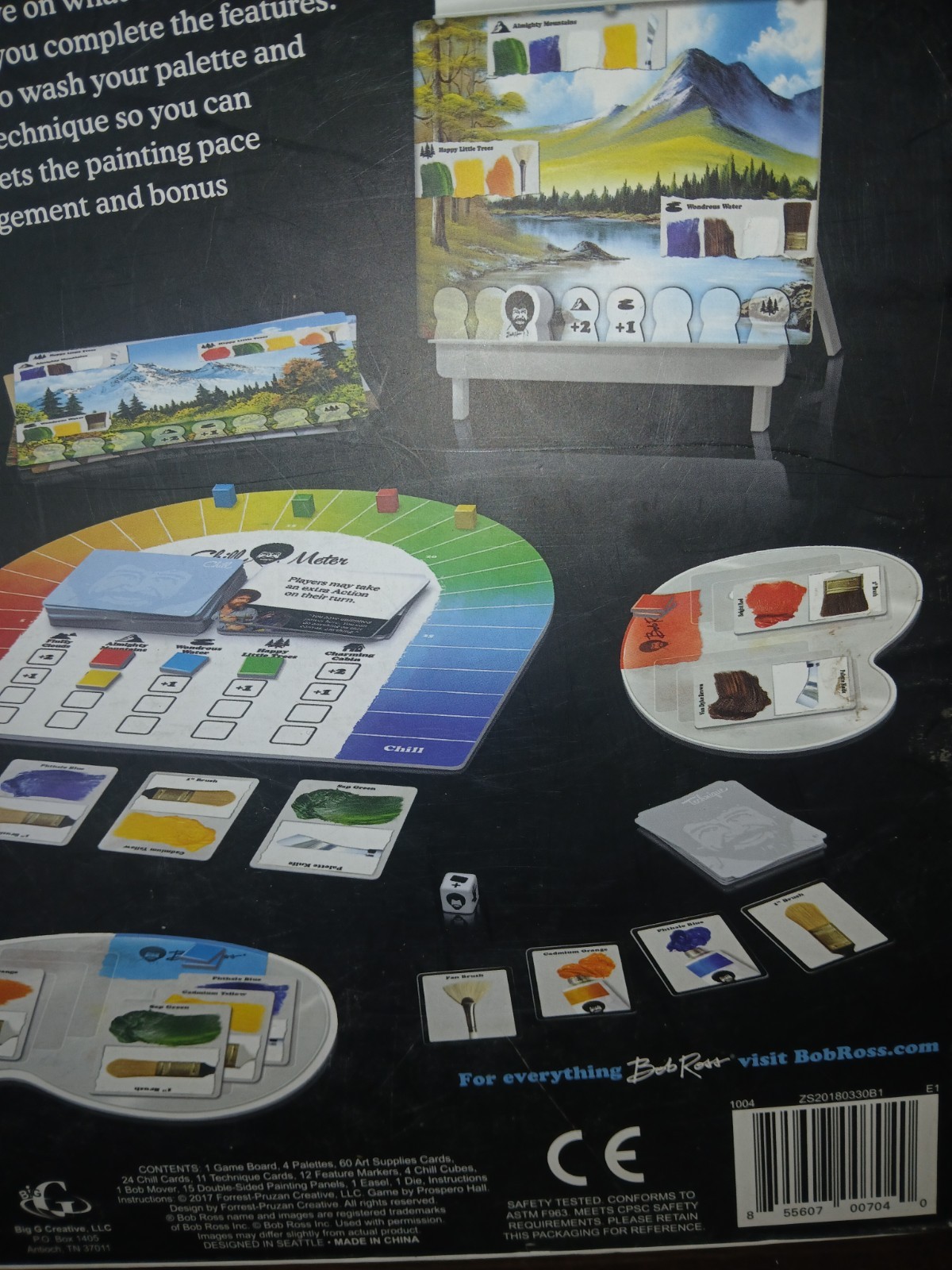 Big G Creative Chill with Bob Ross! Board Game Dice Game 2-4 Players 2017 Age12+