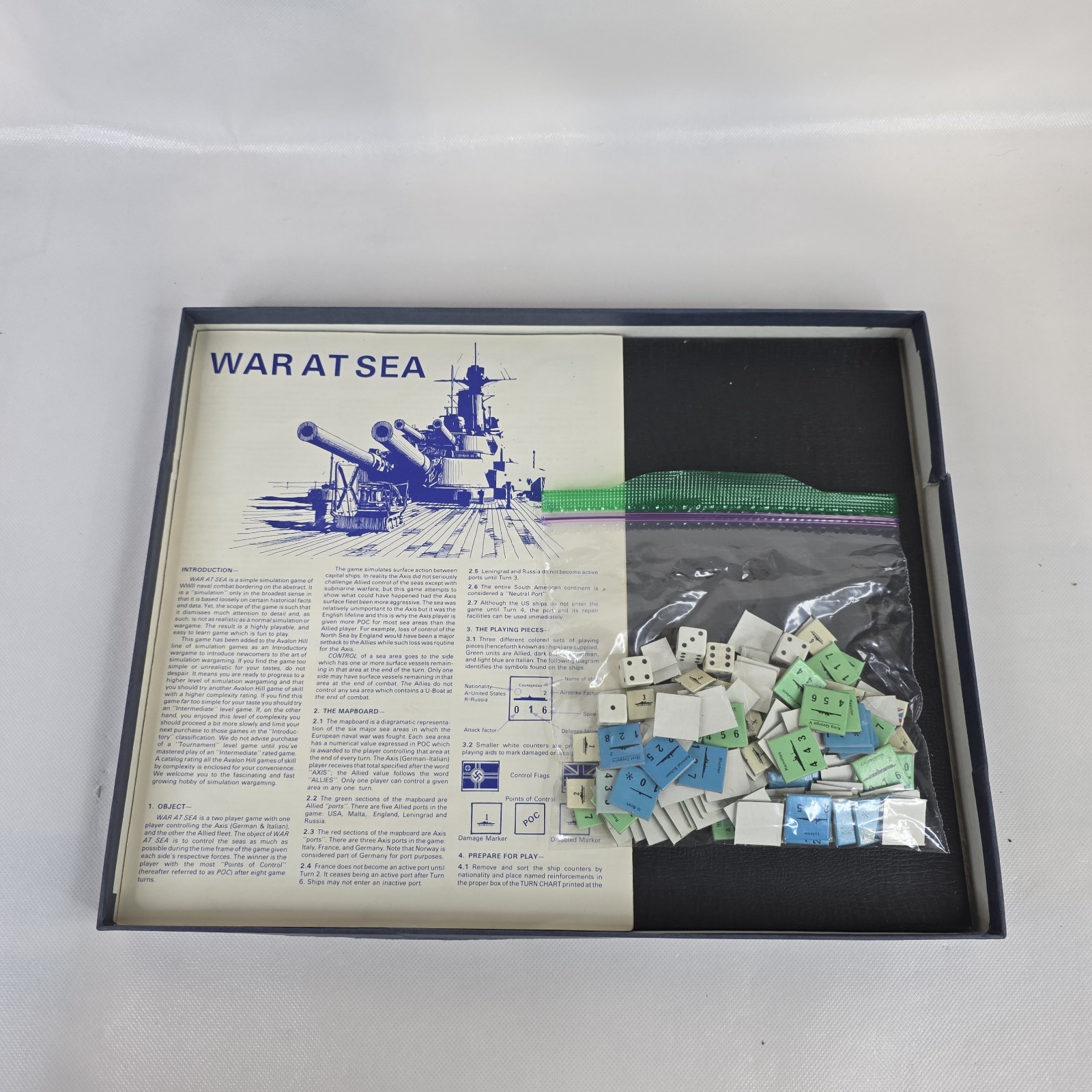Vintage 1976 War at Sea Avalon Hill Board Game #705 – 100% Complete w/ Manual