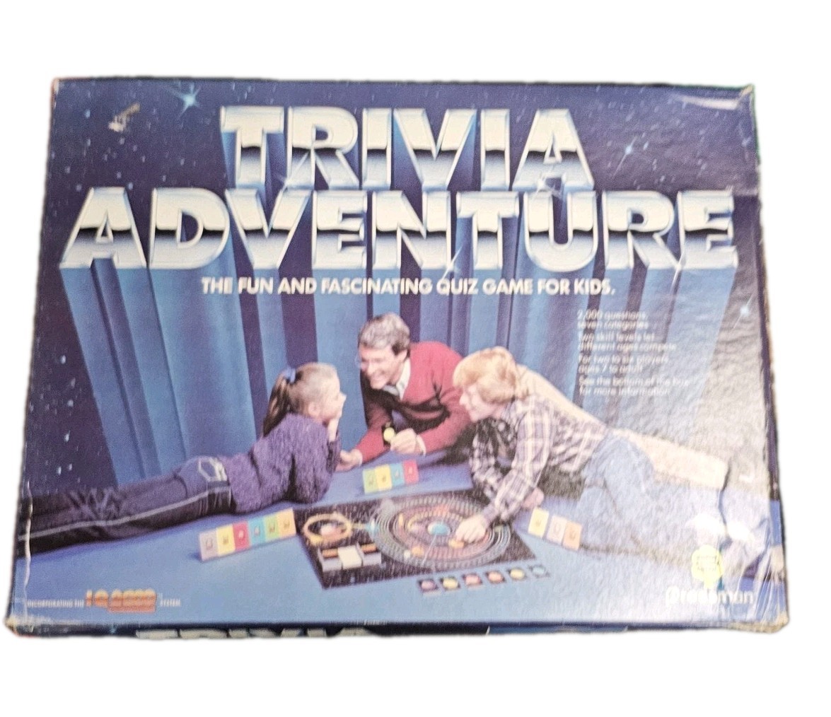 Trivia Adventure Quiz Game Pressman 1Q 2000 7 And Up 1980s Board Game Complete