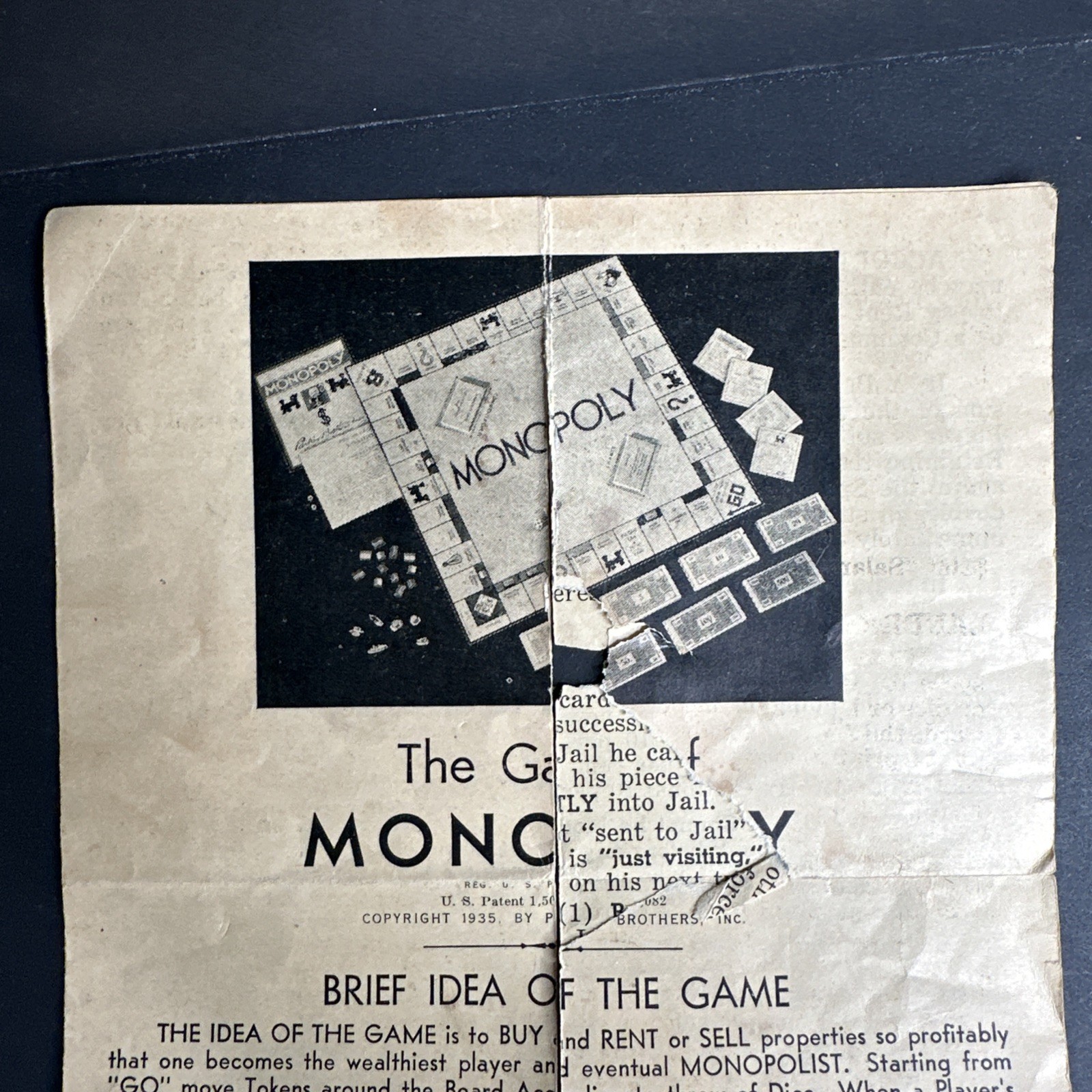 1935 Monopoly Trade-Mark Vintage Original Rules Directions Instructions READ