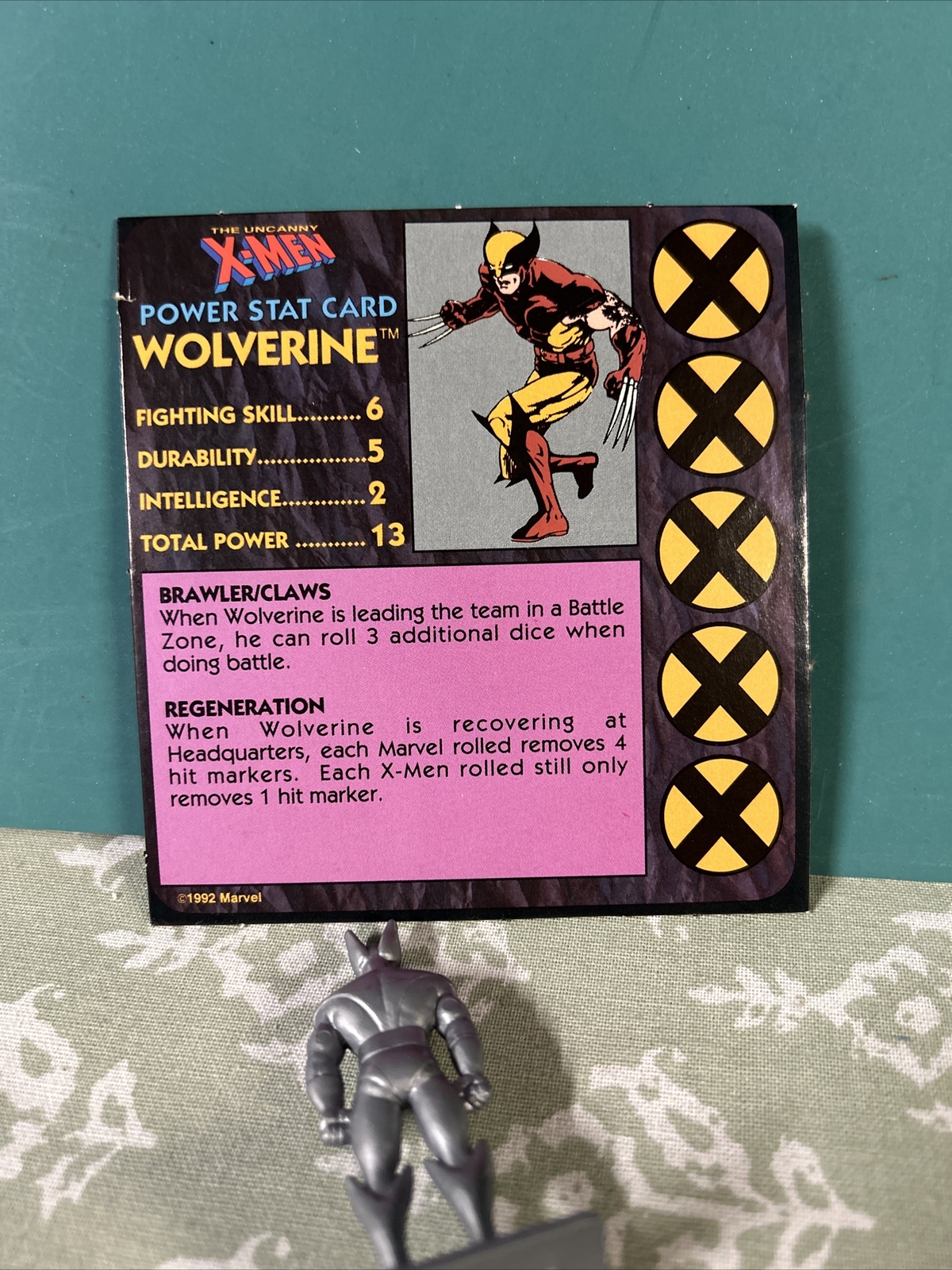 Wolverine Game Piece & Card Uncanny X-Men Alert Adventure Board Game 1992!