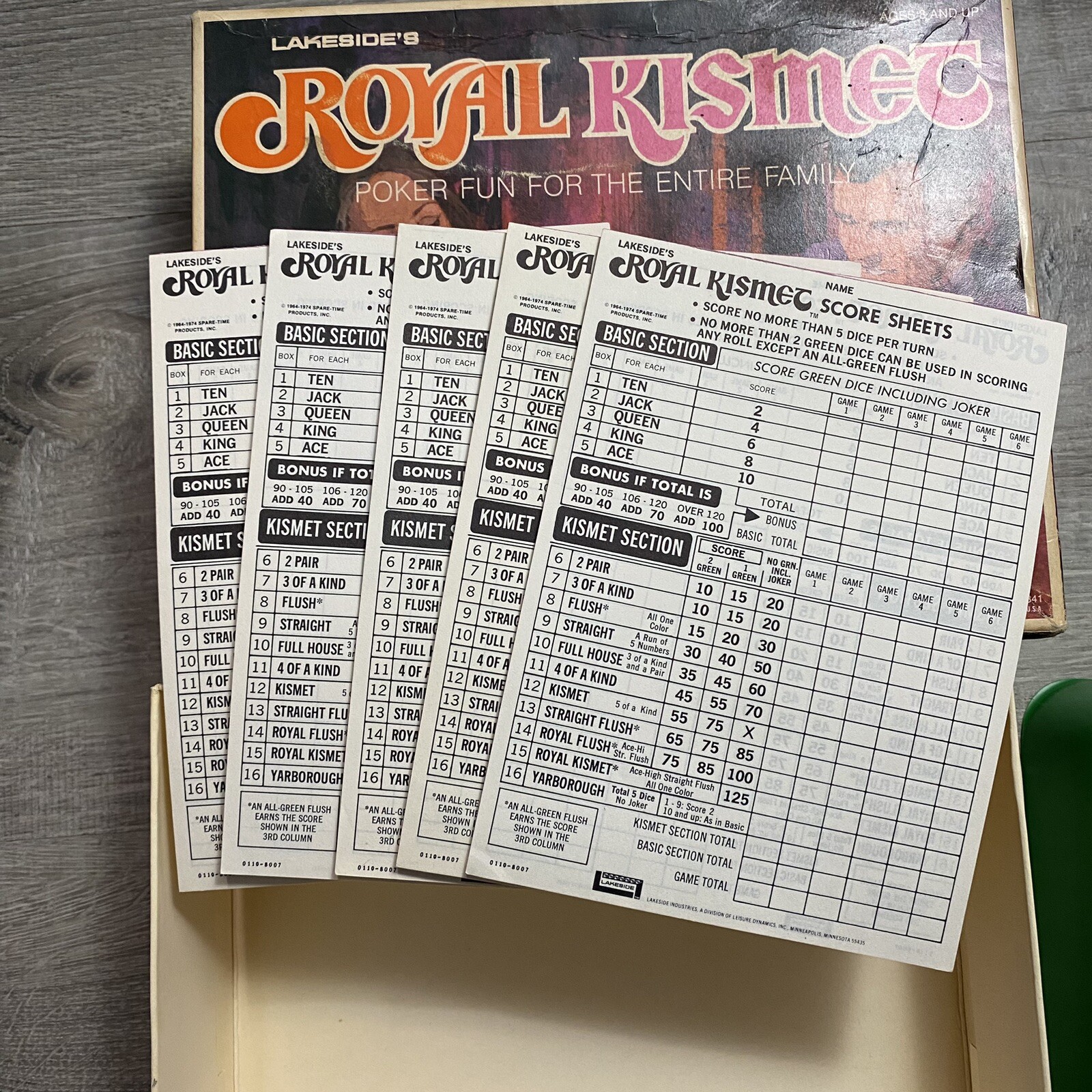 Vintage 1974 Lakeside’s Royal Kismet Poker Dice Family Game Complete *Read*