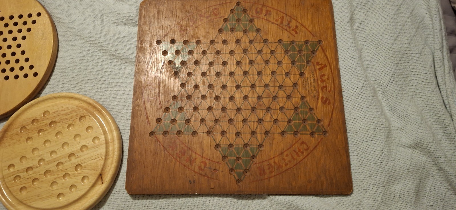 3 Vintage Chinese Checker Boards & 2 Solid Oak Boards
