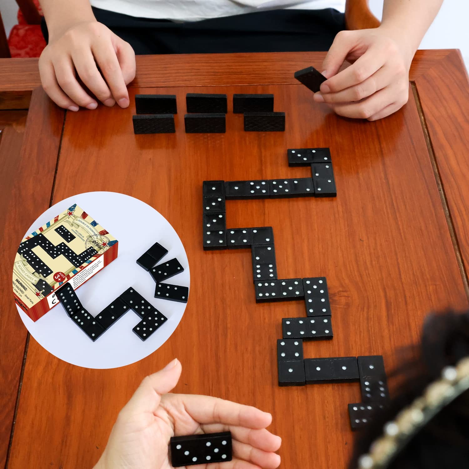 Offelec Wooden Double 6 Domino Set – 28 Tiles 1 Pack, 1 Pack 6
