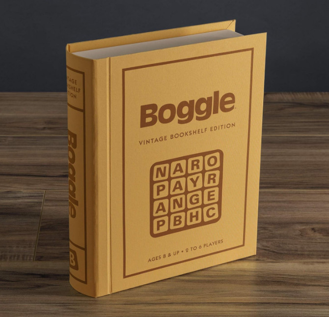 Boggle Vintage Bookshelf Edition Deluxe Linen Book Word Building Game New 1976